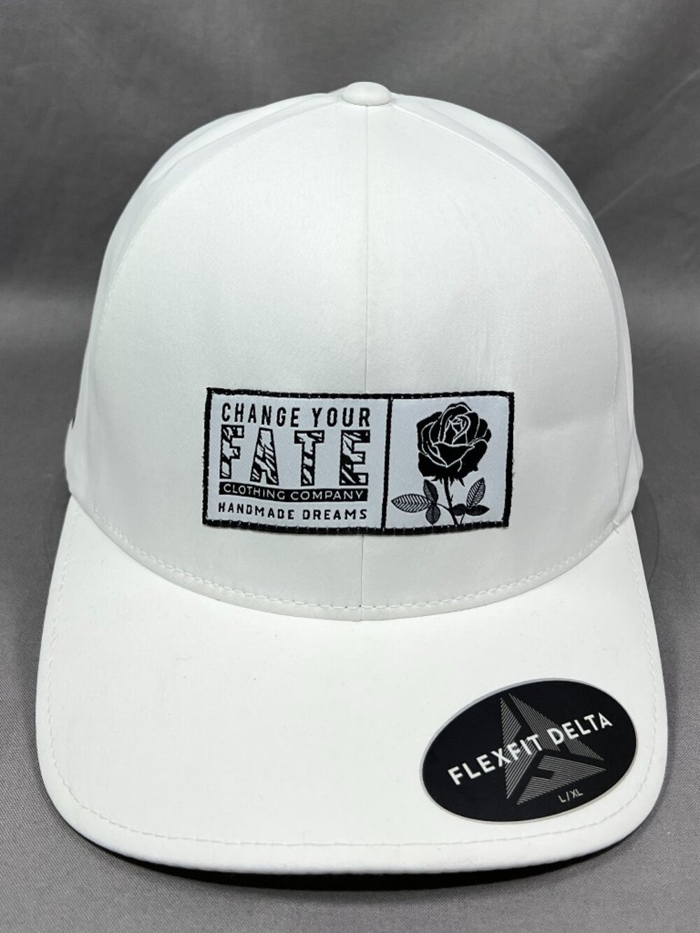 Change Your Fate Clothing Co Delta Flex Fit L/XL Hat White Performance Golf Mens - Picture 2 of 15